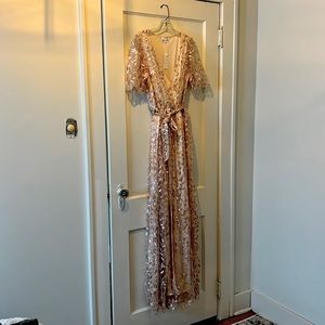 New with tags Baltic Born Marseille Embossed Sequin Maxi Dress Champagne
